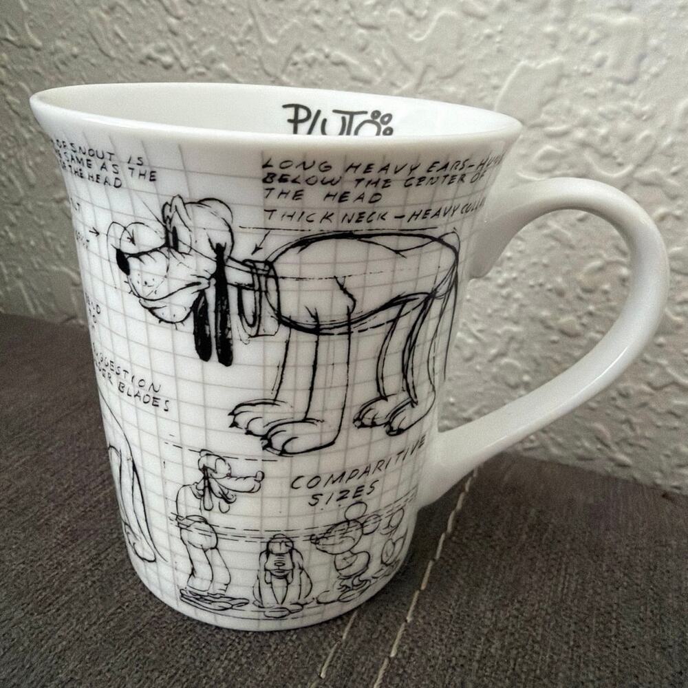 White Ceramic Disney Pluto Sketchbook Mug